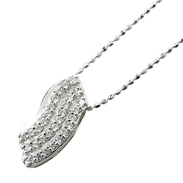 K10WG ホワイトゴールド キュービックジルコニア ネックレス レディース 【中古】