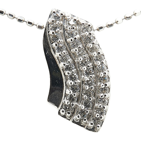 K10WG ホワイトゴールド キュービックジルコニア ネックレス レディース 【中古】