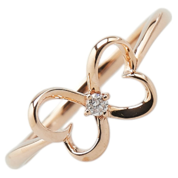 K10PG ピンクゴールド ダイヤ0.02ct 蝶々 リボン モチーフ リング 指輪 レディース 11号 【中古】