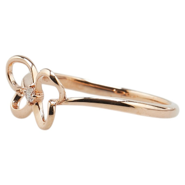 K10PG ピンクゴールド ダイヤ0.02ct 蝶々 リボン モチーフ リング 指輪 レディース 11号 【中古】