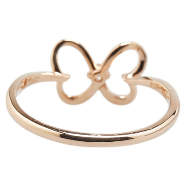 K10PG ピンクゴールド ダイヤ0.02ct 蝶々 リボン モチーフ リング 指輪 レディース 11号 【中古】