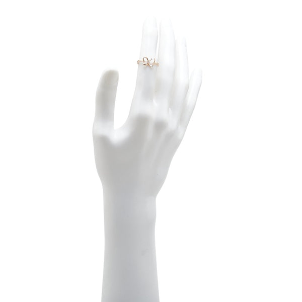 K10PG ピンクゴールド ダイヤ0.02ct 蝶々 リボン モチーフ リング 指輪 レディース 11号 【中古】