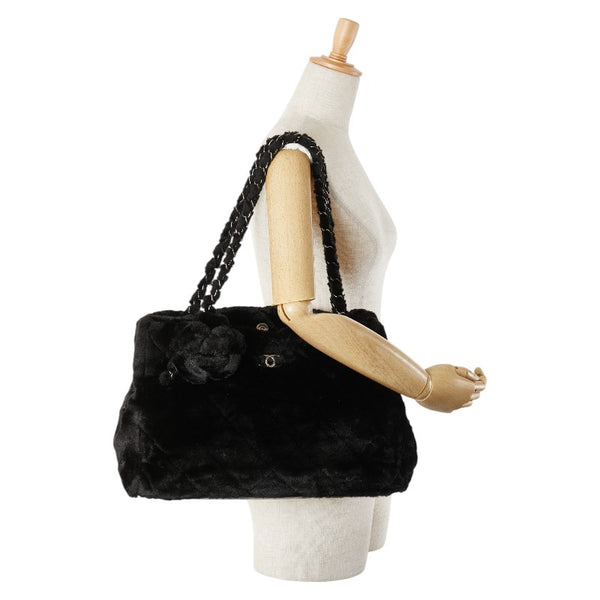 シャネル マトラッセ カメリア ココマーク チェーン トートバッグ ショルダーバッグ ブラック フェイクファー レディース CHANEL 【中古】