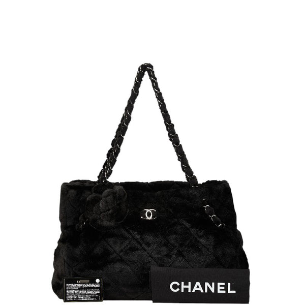 シャネル マトラッセ カメリア ココマーク チェーン トートバッグ ショルダーバッグ ブラック フェイクファー レディース CHANEL 【中古】