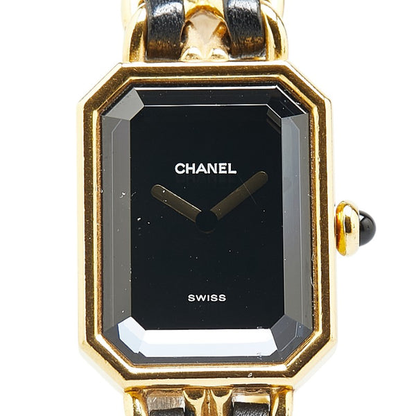 シャネル プルミエール 腕時計 サイズ:M H0001 クオーツ ブラック文字盤 メッキ レザー レディース CHANEL 【中古】