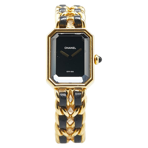 シャネル プルミエール 腕時計 サイズ:M H0001 クオーツ ブラック文字盤 メッキ レザー レディース CHANEL 【中古】