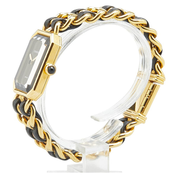 シャネル プルミエール 腕時計 サイズ:M H0001 クオーツ ブラック文字盤 メッキ レザー レディース CHANEL 【中古】
