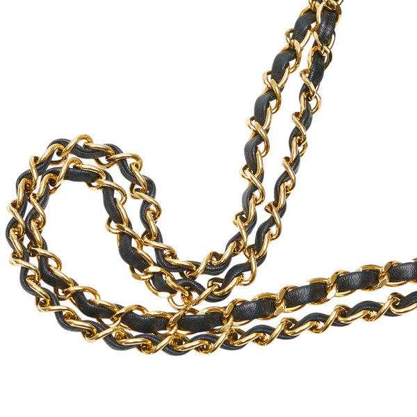 シャネル マトラッセ ココマーク Wフラップ チェーン ショルダーバッグ ハンドバッグ ブラック ゴールド ラムスキン レディース CHANEL 【中古】