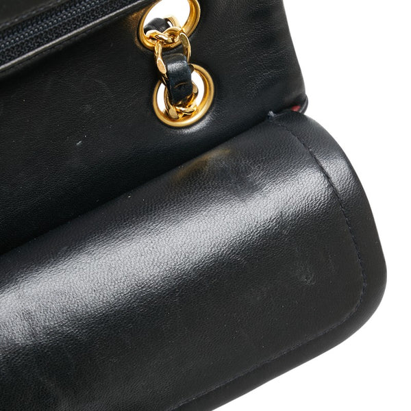 シャネル マトラッセ ココマーク Wフラップ チェーン ショルダーバッグ ハンドバッグ ブラック ゴールド ラムスキン レディース CHANEL 【中古】