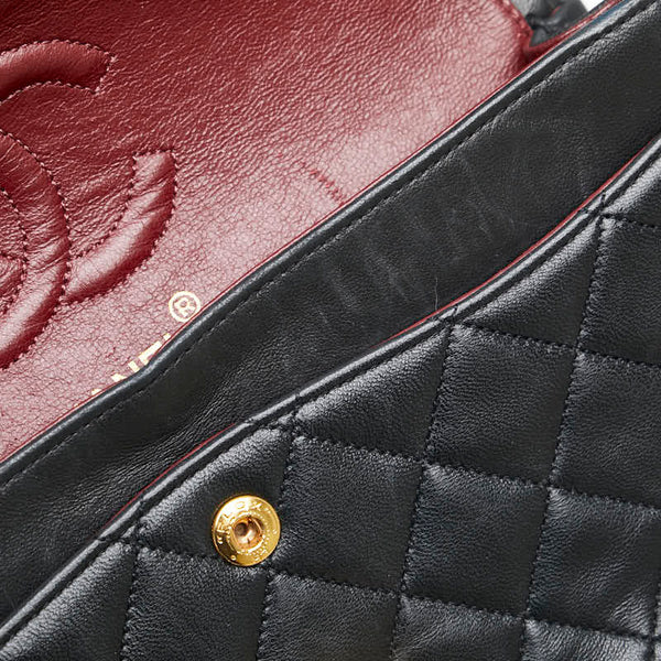 シャネル マトラッセ ココマーク Wフラップ チェーン ショルダーバッグ ハンドバッグ ブラック ゴールド ラムスキン レディース CHANEL 【中古】