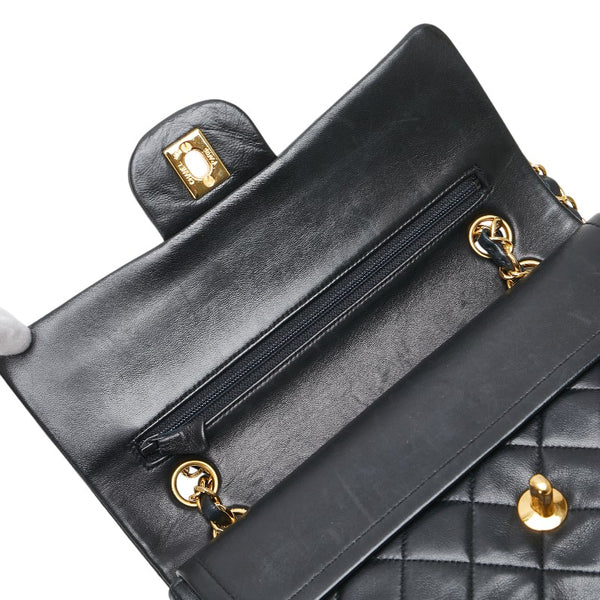シャネル マトラッセ ココマーク Wフラップ チェーン ショルダーバッグ ハンドバッグ ブラック ゴールド ラムスキン レディース CHANEL 【中古】