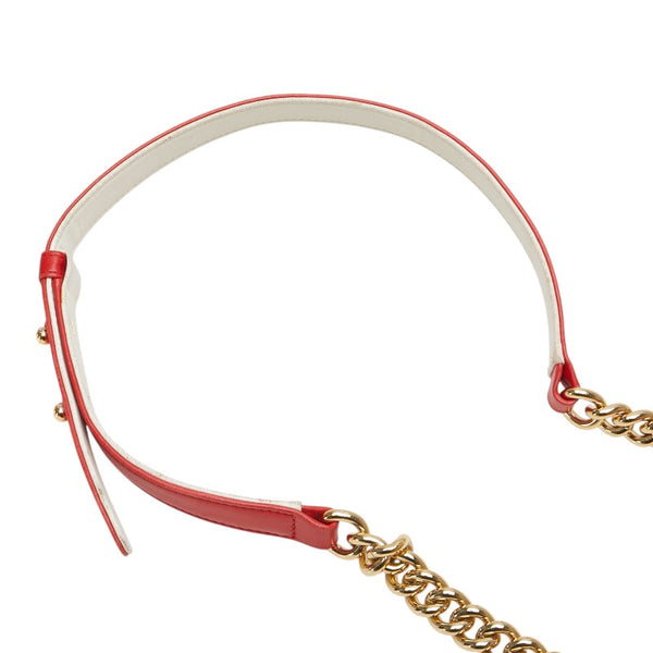 シャネル ボーイシャネル ココマーク 斜め掛け チェーン ショルダーバッグ レッド ラムスキン レディース CHANEL 【中古】