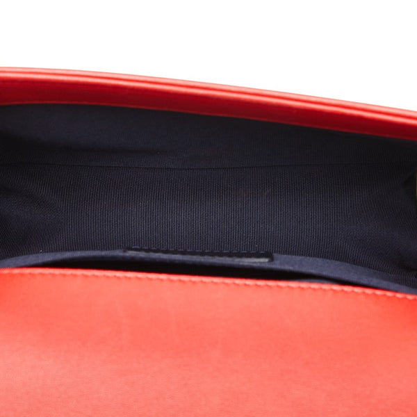 シャネル ボーイシャネル ココマーク 斜め掛け チェーン ショルダーバッグ レッド ラムスキン レディース CHANEL 【中古】