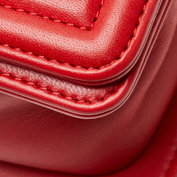 シャネル ボーイシャネル ココマーク 斜め掛け チェーン ショルダーバッグ レッド ラムスキン レディース CHANEL 【中古】