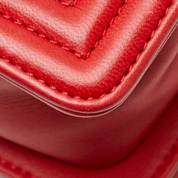 シャネル ボーイシャネル ココマーク 斜め掛け チェーン ショルダーバッグ レッド ラムスキン レディース CHANEL 【中古】