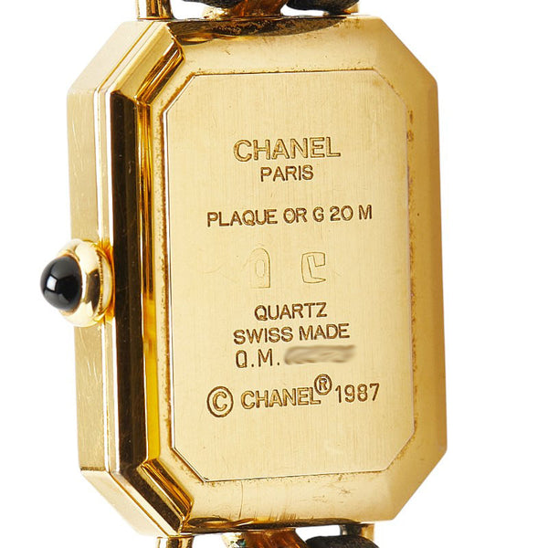シャネル プルミエール 腕時計 サイズ:L H0001 クオーツ ブラック文字盤 メッキ レザー レディース CHANEL 【中古】