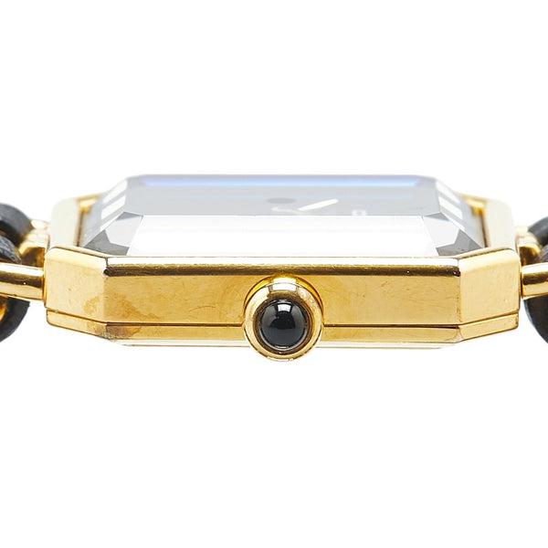 シャネル プルミエール 腕時計 サイズ:L H0001 クオーツ ブラック文字盤 メッキ レザー レディース CHANEL 【中古】