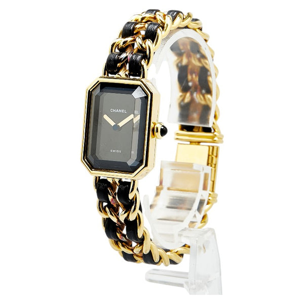シャネル プルミエール 腕時計 サイズ:L H0001 クオーツ ブラック文字盤 メッキ レザー レディース CHANEL 【中古】