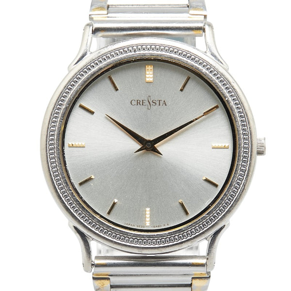 CRESTA 腕時計 クオーツ シルバー文字盤 K18 ゴールド レディース 【中古】