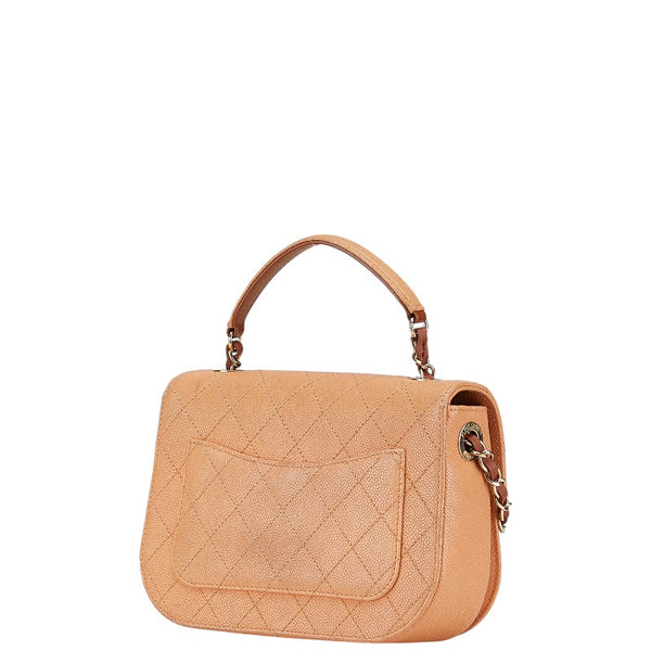 シャネル ハーフココ  チェーン トップハンドルバッグ ショルダーバッグ 2WAY オレンジ ベージュ マルチカラー キャビアスキン レディース CHANEL 【中古】