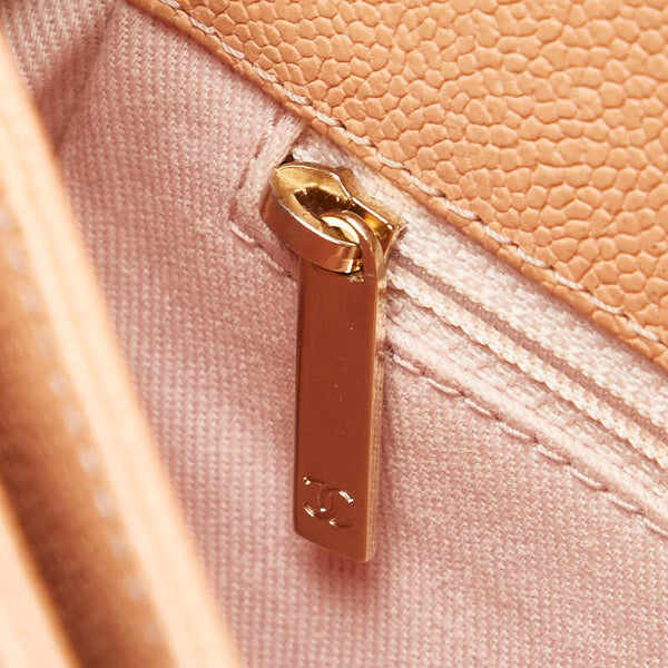 シャネル ハーフココ  チェーン トップハンドルバッグ ショルダーバッグ 2WAY オレンジ ベージュ マルチカラー キャビアスキン レディース CHANEL 【中古】