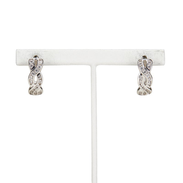 K10WG ホワイトゴールド キュービックジルコニア フープピアス レディース 【中古】