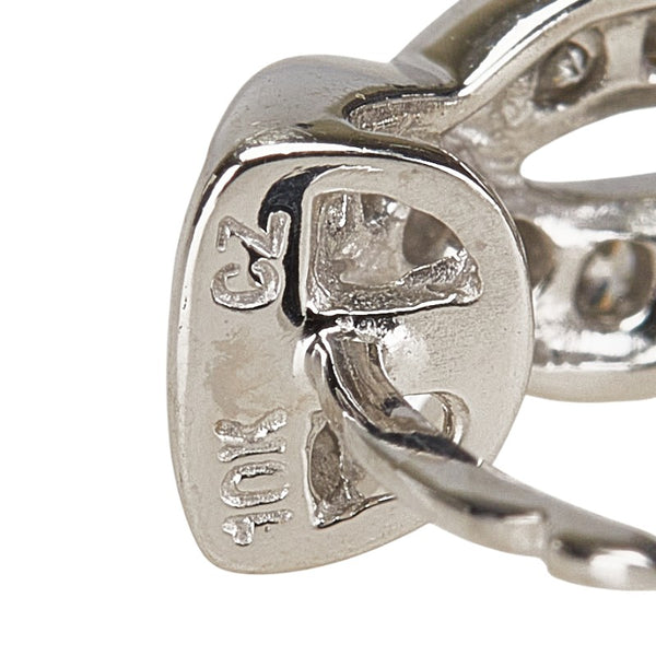 K10WG ホワイトゴールド キュービックジルコニア フープピアス レディース 【中古】