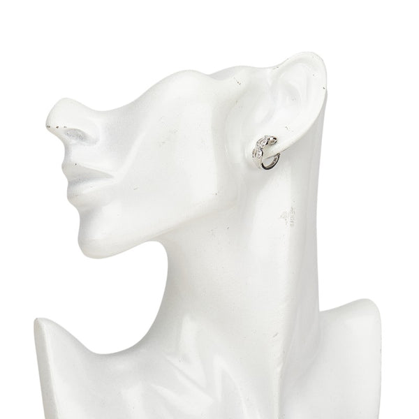 K10WG ホワイトゴールド キュービックジルコニア フープピアス レディース 【中古】