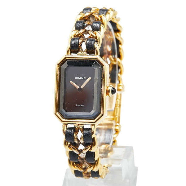 シャネル プルミエール 腕時計 サイズ:M H0001 クオーツ ブラック文字盤 メッキ レザー レディース CHANEL 【中古】