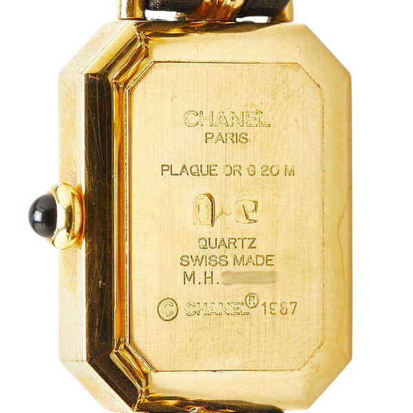 シャネル プルミエール 腕時計 サイズ:M H0001 クオーツ ブラック文字盤 メッキ レザー レディース CHANEL 【中古】