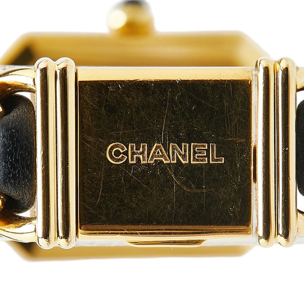 シャネル プルミエールL 腕時計 H0001 クオーツ ブラック文字盤 メッキ レザー レディース CHANEL 【中古】