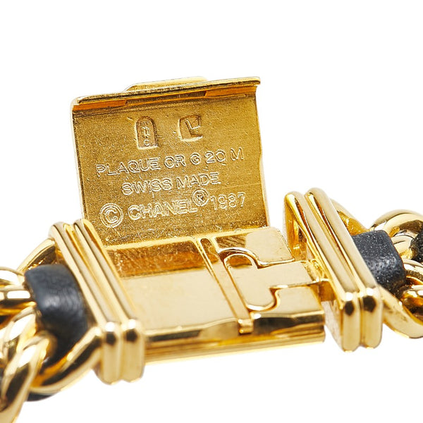 シャネル プルミエールL 腕時計 H0001 クオーツ ブラック文字盤 メッキ レザー レディース CHANEL 【中古】