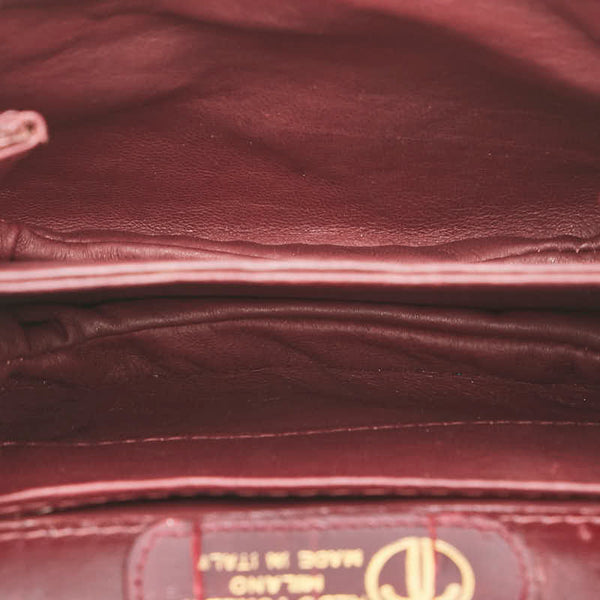 ALDO TORELLI アルドトレッリ クロコ型押し 斜め掛け ショルダーバッグ ボルドー ワインレッド レザー レディース 【中古】