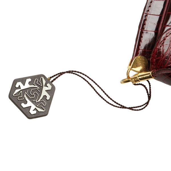 ALDO TORELLI アルドトレッリ クロコ型押し 斜め掛け ショルダーバッグ ボルドー ワインレッド レザー レディース 【中古】