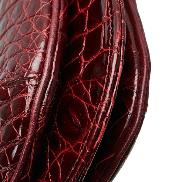 ALDO TORELLI アルドトレッリ クロコ型押し 斜め掛け ショルダーバッグ ボルドー ワインレッド レザー レディース 【中古】