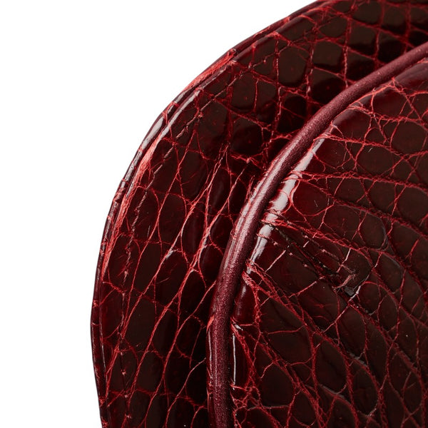 ALDO TORELLI アルドトレッリ クロコ型押し 斜め掛け ショルダーバッグ ボルドー ワインレッド レザー レディース 【中古】