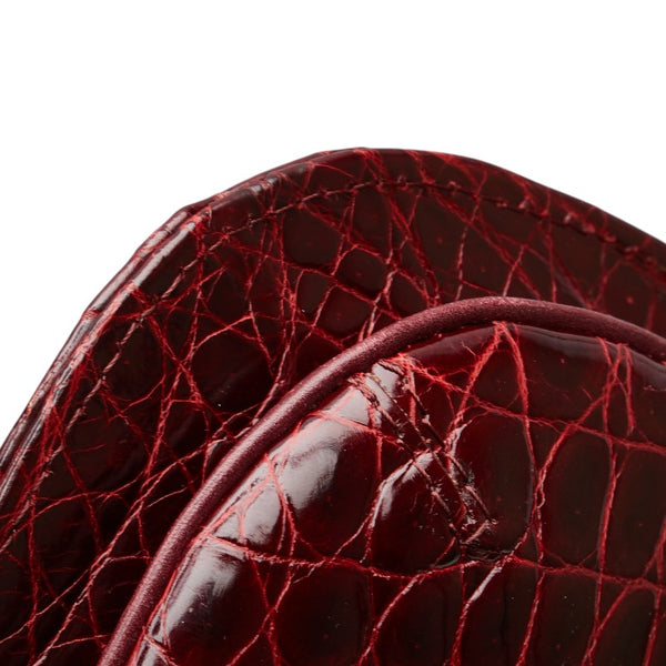 ALDO TORELLI アルドトレッリ クロコ型押し 斜め掛け ショルダーバッグ ボルドー ワインレッド レザー レディース 【中古】