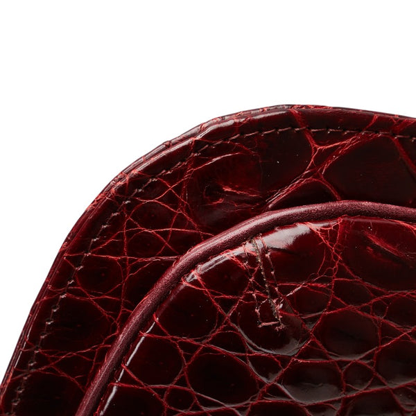 ALDO TORELLI アルドトレッリ クロコ型押し 斜め掛け ショルダーバッグ ボルドー ワインレッド レザー レディース 【中古】