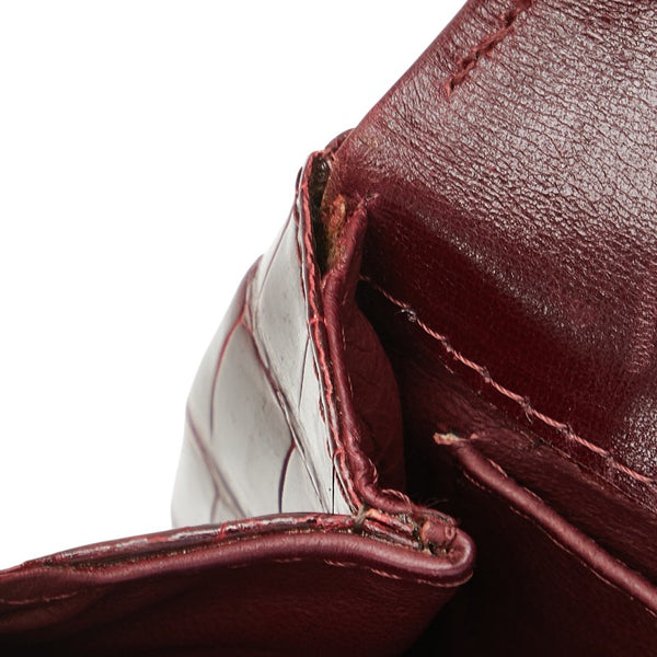 ALDO TORELLI アルドトレッリ クロコ型押し 斜め掛け ショルダーバッグ ボルドー ワインレッド レザー レディース 【中古】