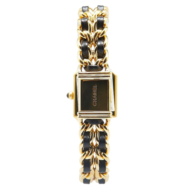 シャネル プルミエールL 腕時計 H0001 クオーツ ブラック文字盤 メッキ レザー レディース CHANEL 【中古】