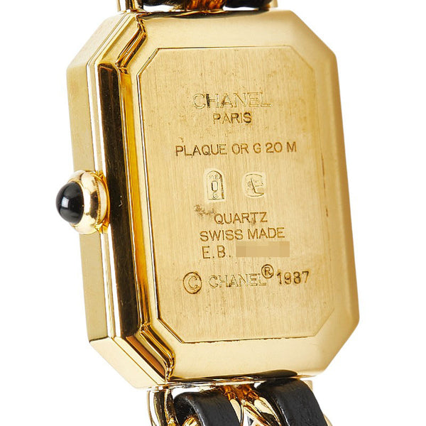 シャネル プルミエールL 腕時計 H0001 クオーツ ブラック文字盤 メッキ レザー レディース CHANEL 【中古】