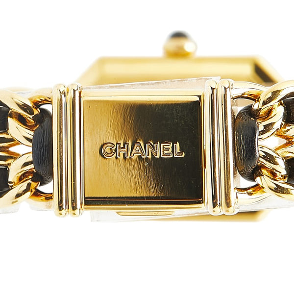 シャネル プルミエールL 腕時計 H0001 クオーツ ブラック文字盤 メッキ レザー レディース CHANEL 【中古】