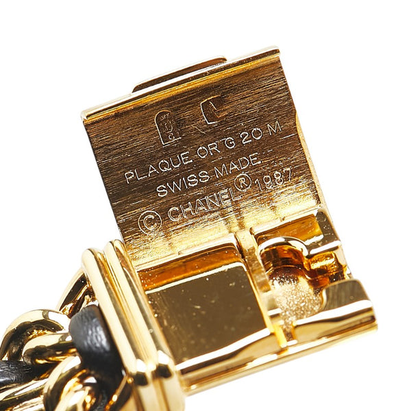 シャネル プルミエールL 腕時計 H0001 クオーツ ブラック文字盤 メッキ レザー レディース CHANEL 【中古】