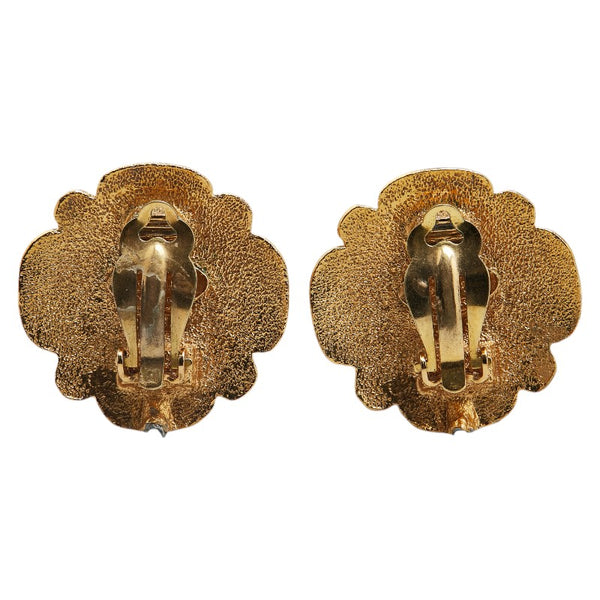 シャネル フラワーモチーフ 花 イヤリング ゴールド レッド メッキ レディース CHANEL 【中古】