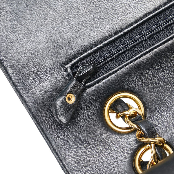 シャネル マトラッセ ココマーク Wフラップ チェーン ショルダーバッグ ハンドバッグ ブラック ラムスキン レディース CHANEL 【中古】