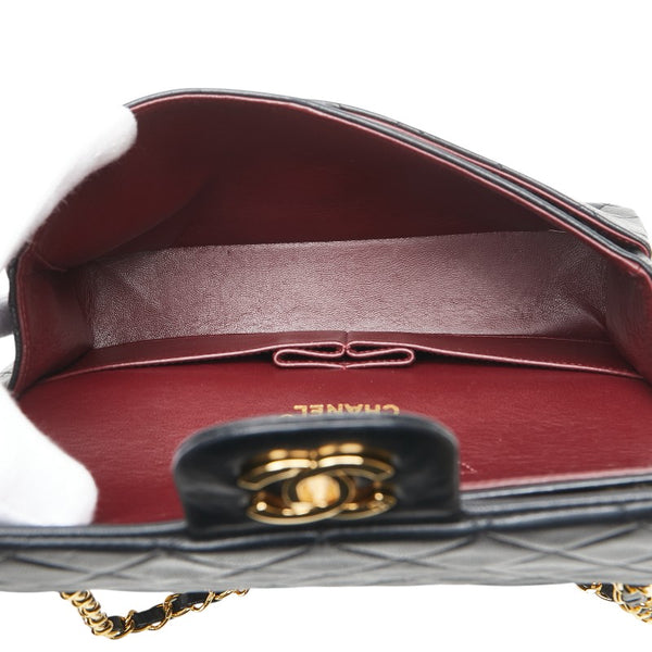 シャネル マトラッセ ココマーク Wフラップ チェーン ショルダーバッグ ハンドバッグ ブラック ラムスキン レディース CHANEL 【中古】