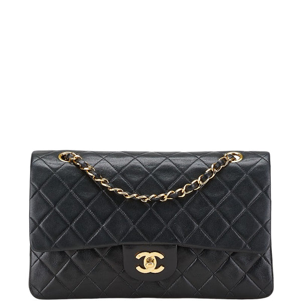 シャネル マトラッセ ココマーク Wフラップ チェーン ショルダーバッグ ハンドバッグ ブラック ラムスキン レディース CHANEL 【中古】