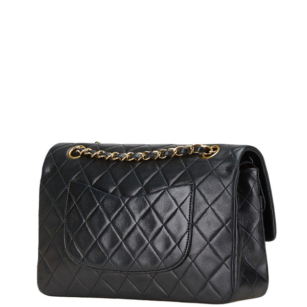 シャネル マトラッセ ココマーク Wフラップ チェーン ショルダーバッグ ハンドバッグ ブラック ラムスキン レディース CHANEL 【中古】