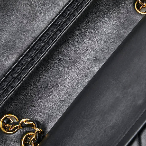 シャネル マトラッセ ココマーク Wフラップ チェーン ショルダーバッグ ハンドバッグ ブラック ラムスキン レディース CHANEL 【中古】