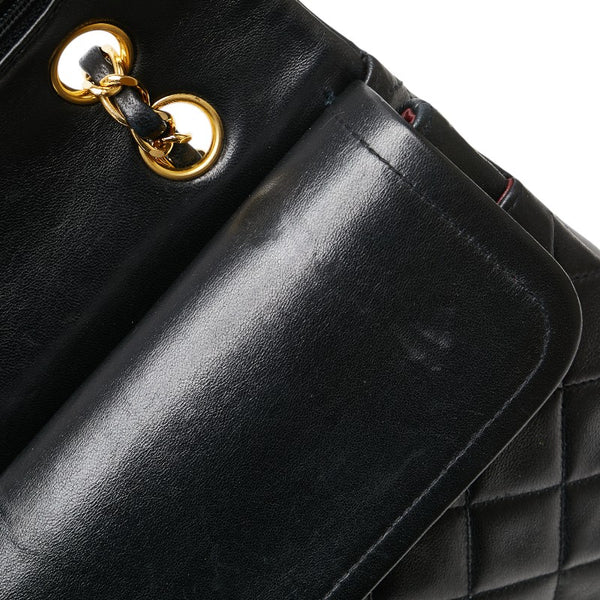 シャネル マトラッセ ココマーク Wフラップ チェーン ショルダーバッグ ハンドバッグ ブラック ラムスキン レディース CHANEL 【中古】